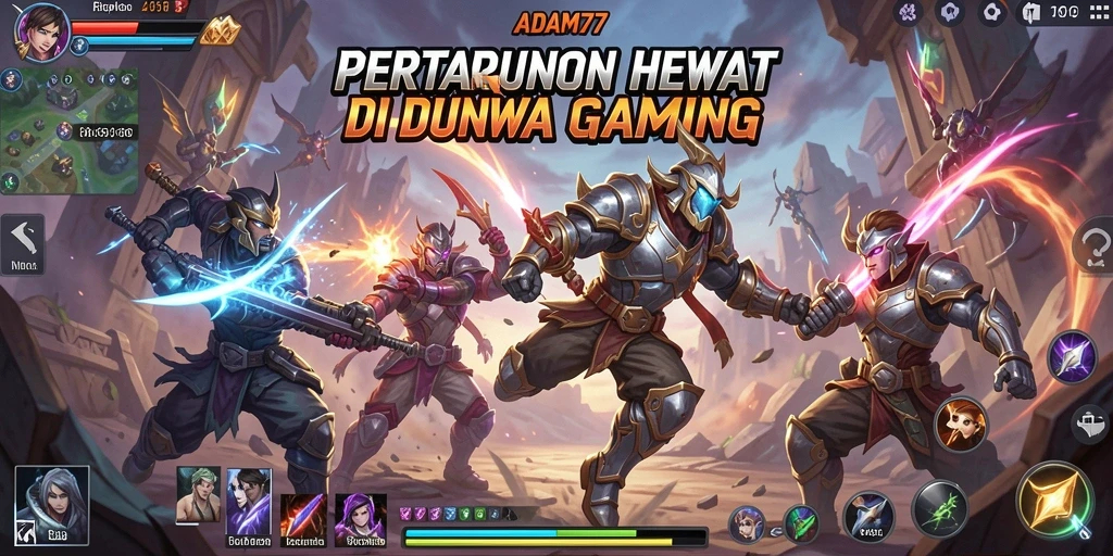 Screenshot gameplay ADAM77 yang menunjukkan aksi pertarungan mendebarkan.