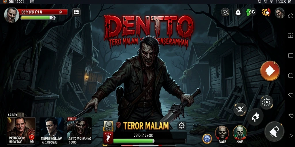 Screenshot gameplay DENTOTO dengan momen horor yang mendebarkan.