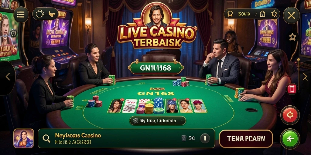Tampilan gameplay Live Casino di GN168 dengan dealer profesional.