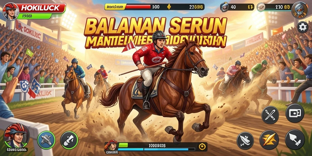 Gameplay balapan intens di HOKILUCK dengan lintasan yang menantang.