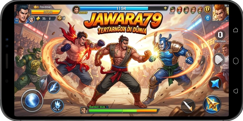 Tangkapan layar menampilkan pertarungan seru dalam JAWARA79 di arena Fighting.