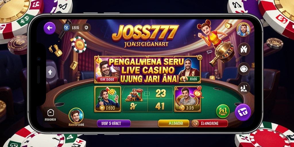 Tampilan gameplay JOSS777 dengan dealer langsung dan interaksi pemain.