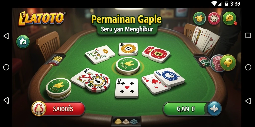 Screenshot utama LATOTO menampilkan keseruan gameplay Gaple yang penuh strategi.