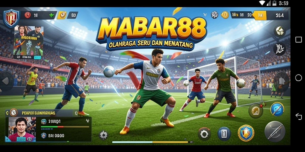 Screenshot gameplay MABAR88 yang menunjukkan aksi olahraga yang menegangkan.