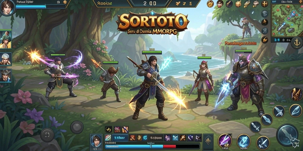 Tangkapan layar SORTOTO menampilkan aksi seru dalam pertarungan MMORPG.