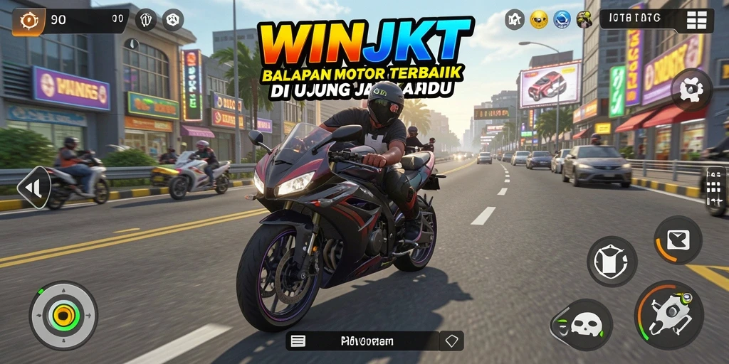 Tangkapan layar gameplay balapan motor yang intens dan mendebarkan.